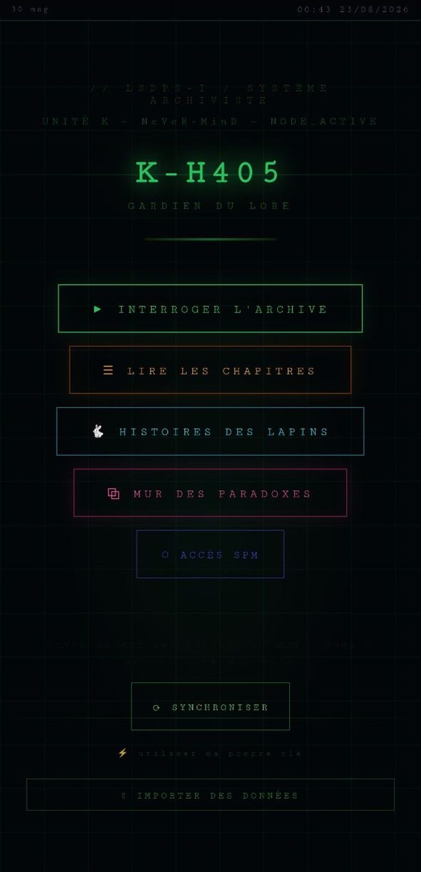 Écran d'accueil
